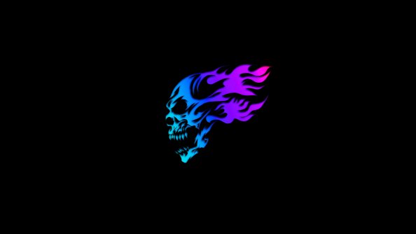 Skull Glowing Minimal Neon 5k
