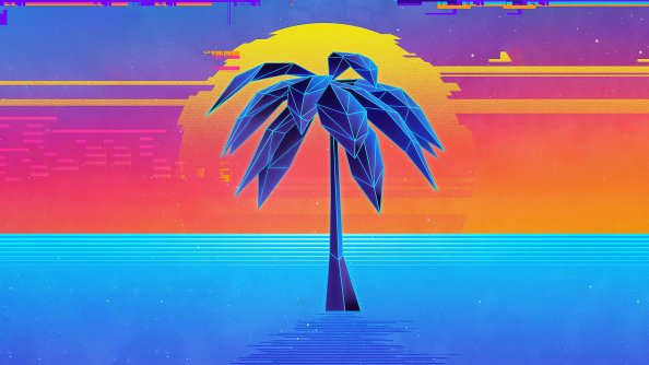 Palm Tree Retro Synthwave 4k