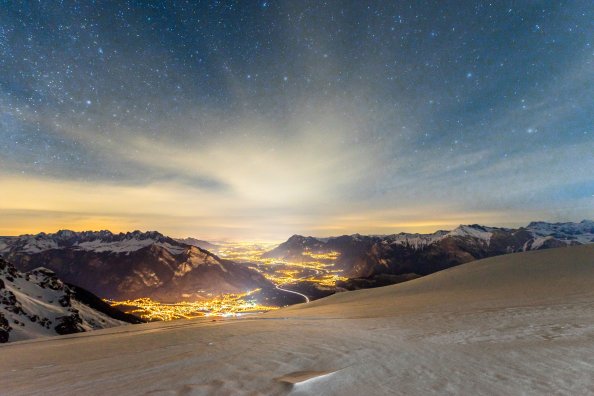Snow Winter Lights Sky Stars
