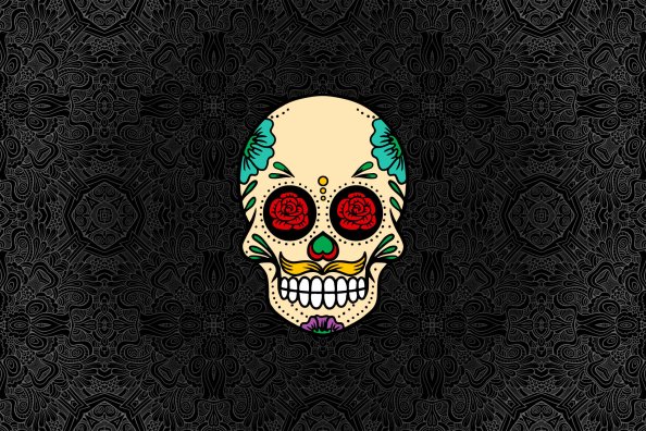 Skull Abstract Rose Flowers