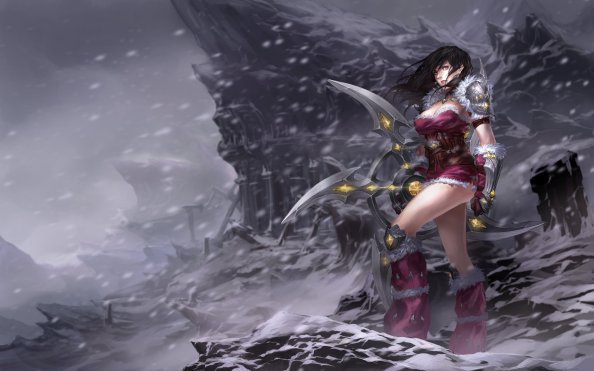 Warrior Girl In Snow Wind Storm