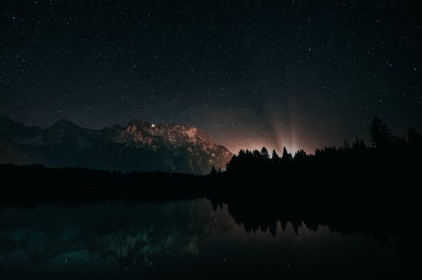 Last Back Light Of Sun Landscape Starry Night