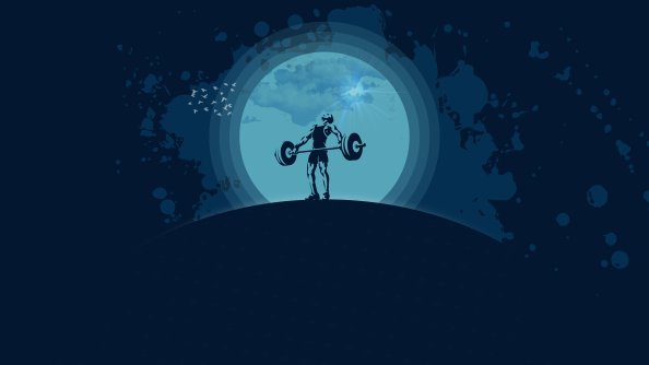 Lifter Silhouette Moonlight Vector Illustration
