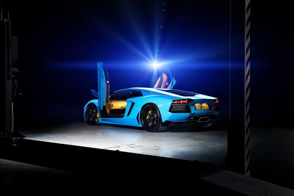 Blue Lamborghini Aventador 4k