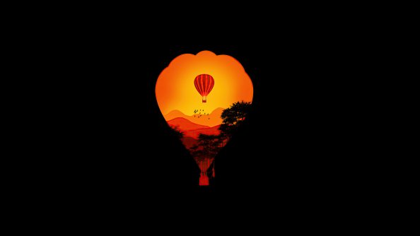 Air Balloon Minimal Dark Art 4k
