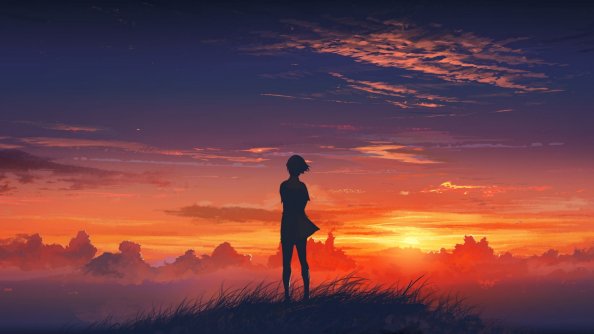 Anime Girl Artistic Sunset