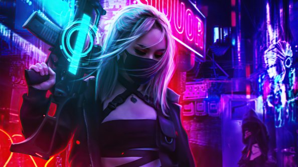 Cyberpunk Girl In Neon Mode 5k