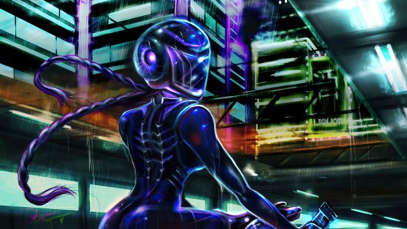 Neon Glow Biker Cyberpunk 4k