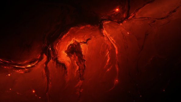 Fire Red Nebula Space Art Universe 4k