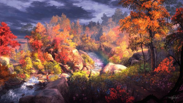 Fantasy Autumn Painting 4k