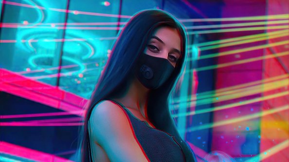 Mask Girl Black Hair 4k