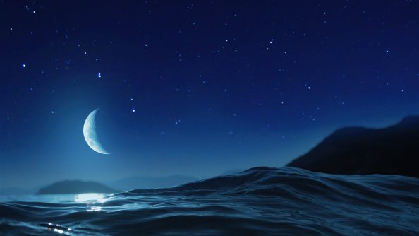 Moon Night Ocean 4k