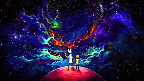 Rick And Morty Orange Space Art 4k