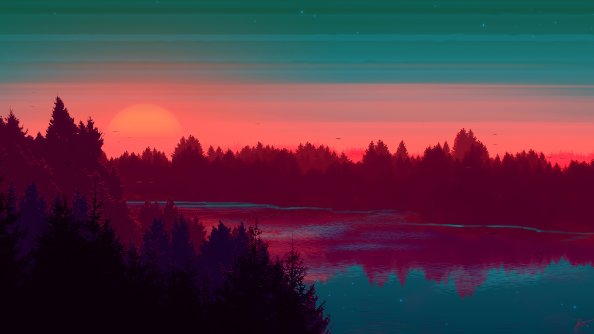 River Evening Digital Art 4k