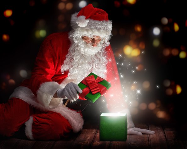 Christmas Santa Claus Opening Gifts