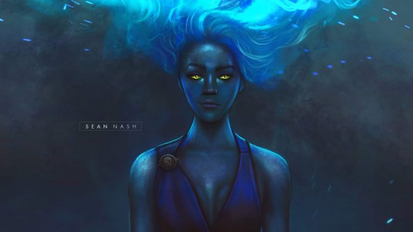 Blue Hair Angel 4k Artwork