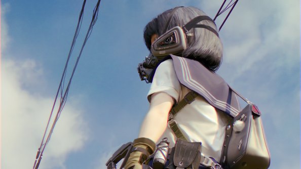 Anime Girl With Machine Gun In Hand