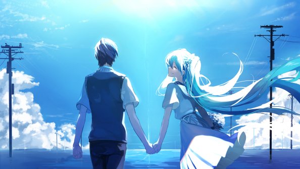 Anime Couple Holding Hands Hatsune Miku