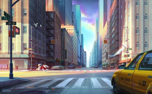 New York Taxi Dog 4k