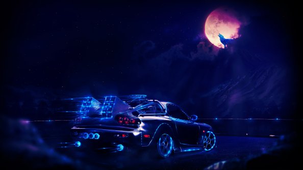 Madza Rx7 Neon Wolf Night Artwork