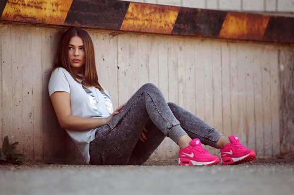 Girl Wearning Nike Sneakers