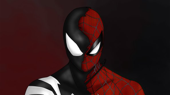 Spider Man Custom Symbiote Red Suit Split 4k