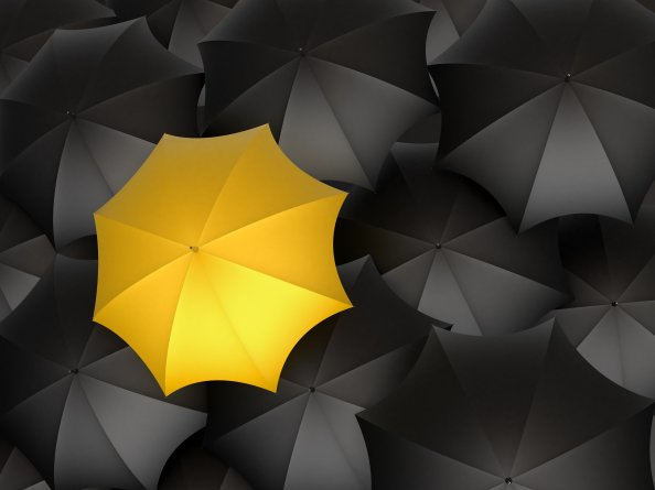 Umbrella Monochrome Yellow Digital Art 5k