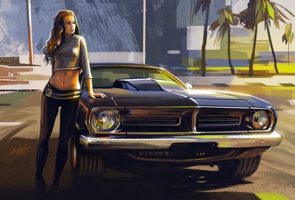 Car And Girl Artwork