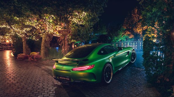 Green Mercedes AMG GT R Rear