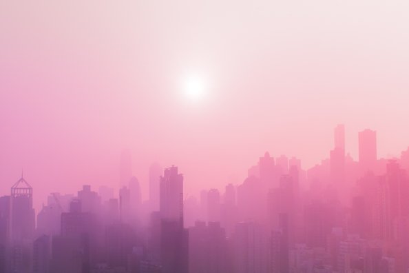 City Sunrise Pink Fog 5k