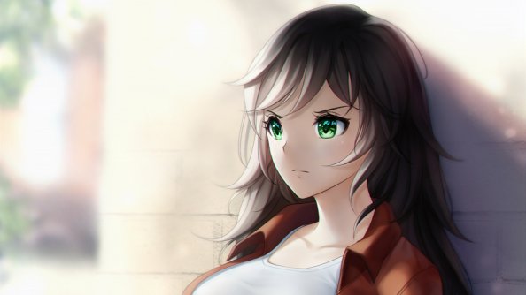 Blue Eyes Anime Girl In School Dress