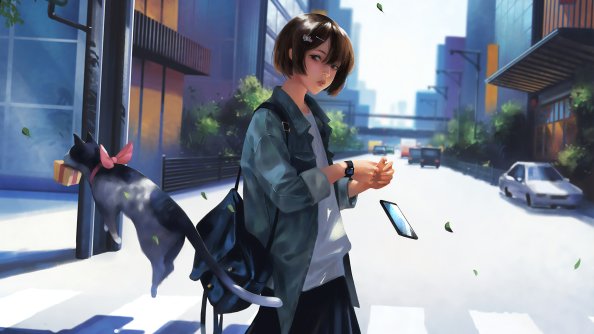 Crosswalk Girl 4k