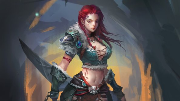 Redhead Warrior Girl 4k