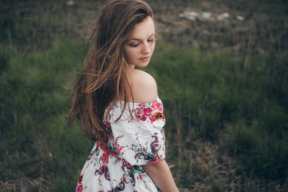 Brunette Depth Of Field Outdoors