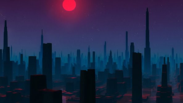 City Cyber Night Digital Art