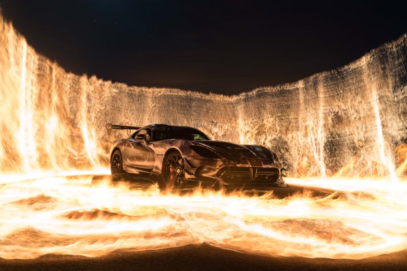 Sports Car On Fire