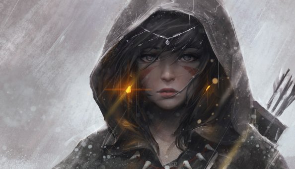 Warrior Girl Hood Artwork