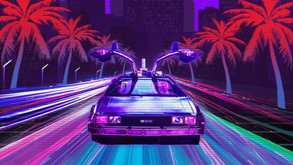 Delorean Cyberpunk Road 4k