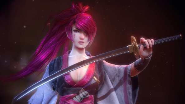 Pink Hair Warrior Girl With Sword
