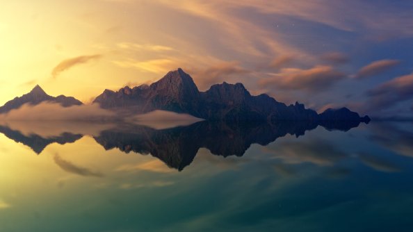 Beautiful Mountains Clear Reflection In Water