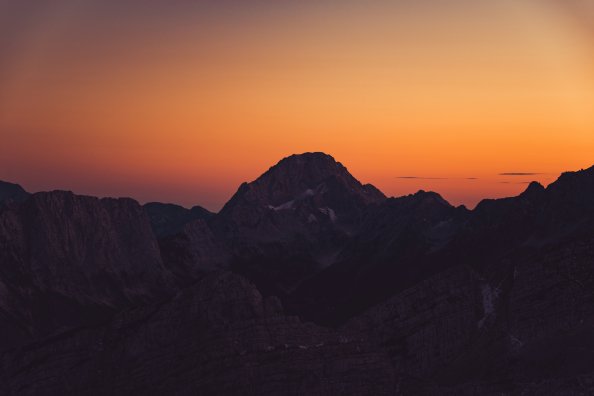 Orange Sky Landscape Sunset Mountains 8k