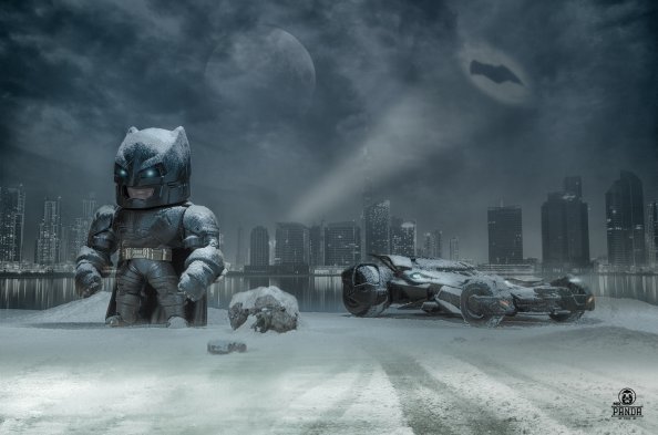 Batman Outside Gotham With Batmobile