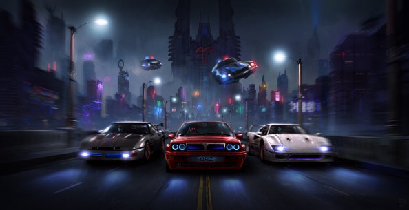 Racers Night Chase 4k