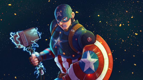 Captain America Mjolnir Artwork 4k 2020