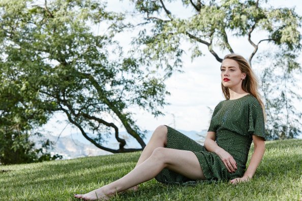 Amber Heard Green Dress
