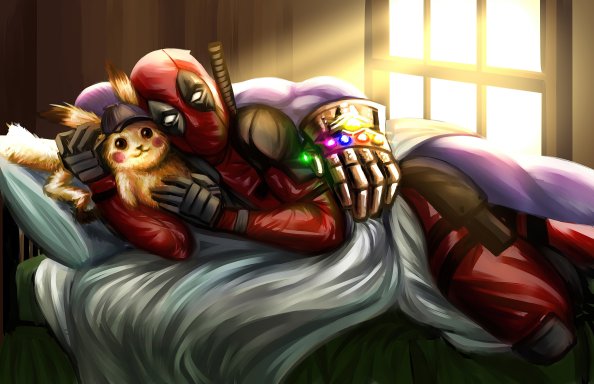 Deadpool With Pokemon Artwork 4k