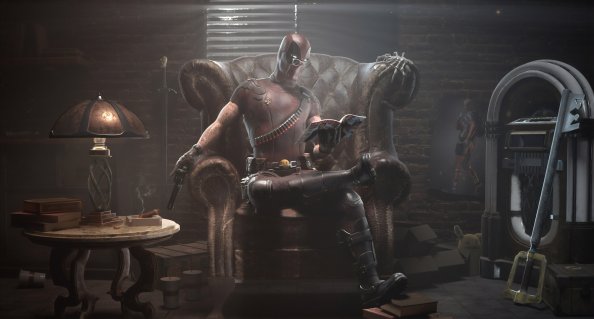 Deadpool Reading Book And Guns