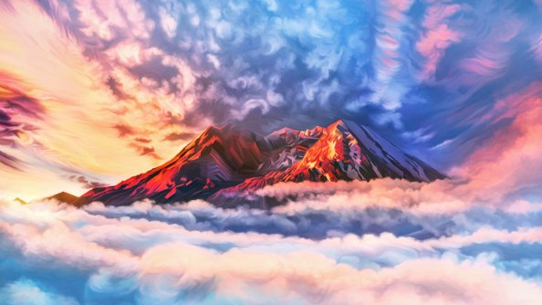 Illustration Artwork Sky Mountains Clouds 4k