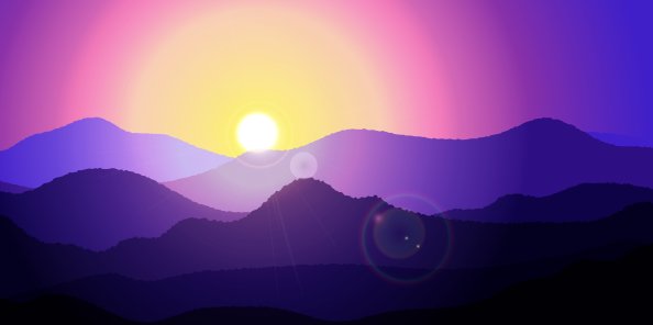 Sunset Mountain Minimal Art 4k