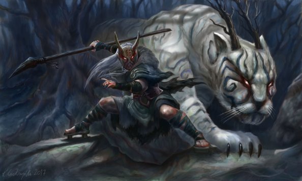 White Demon Tiger With His Warrior
